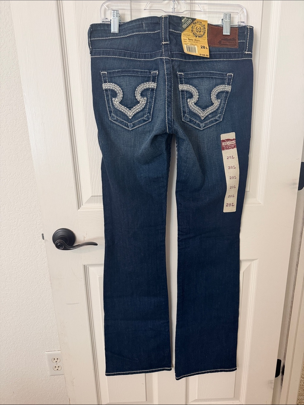 NWT Big Star Dark Blue Boot Cut Jeans with Embroidered Back Pockets